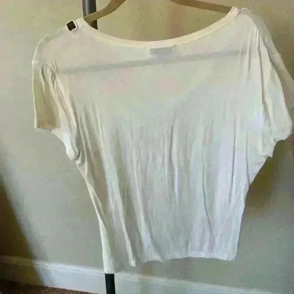 SoCa St. John Ivory Embellished Tshirt Size M - Picture 6 of 6